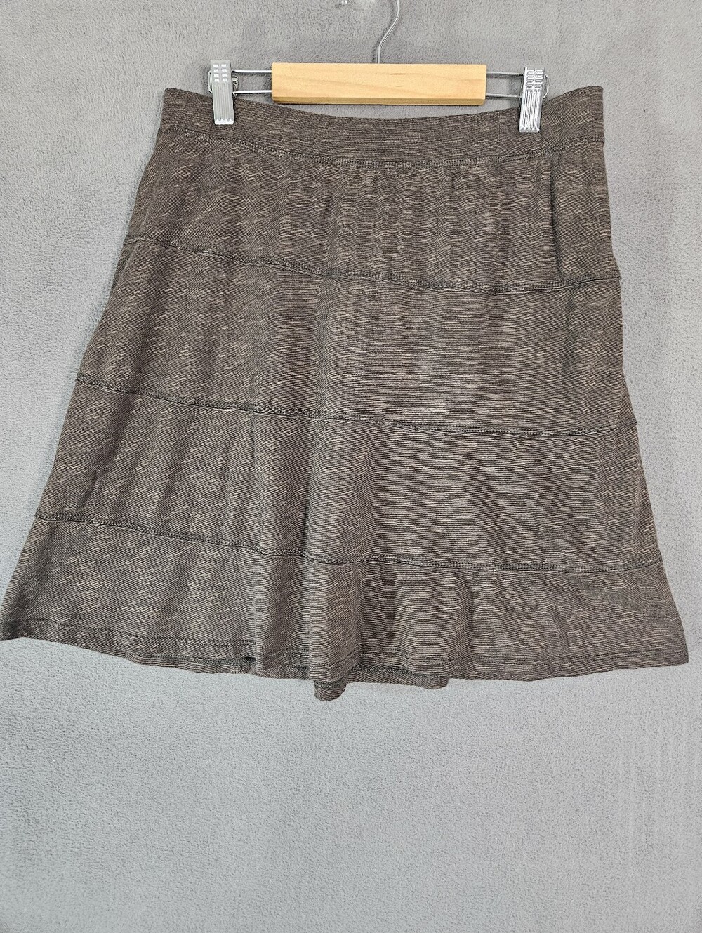 Horny Toad Oblique Patch Seam A-Line Skirt Small Brown Pull-On Lagenlook Organic